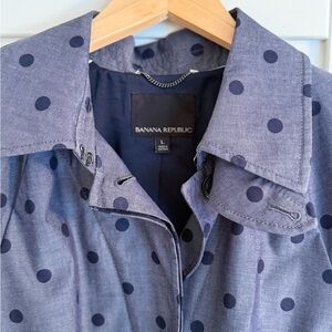 Banana Republic Navy Polka Dot Trench Coat Size L